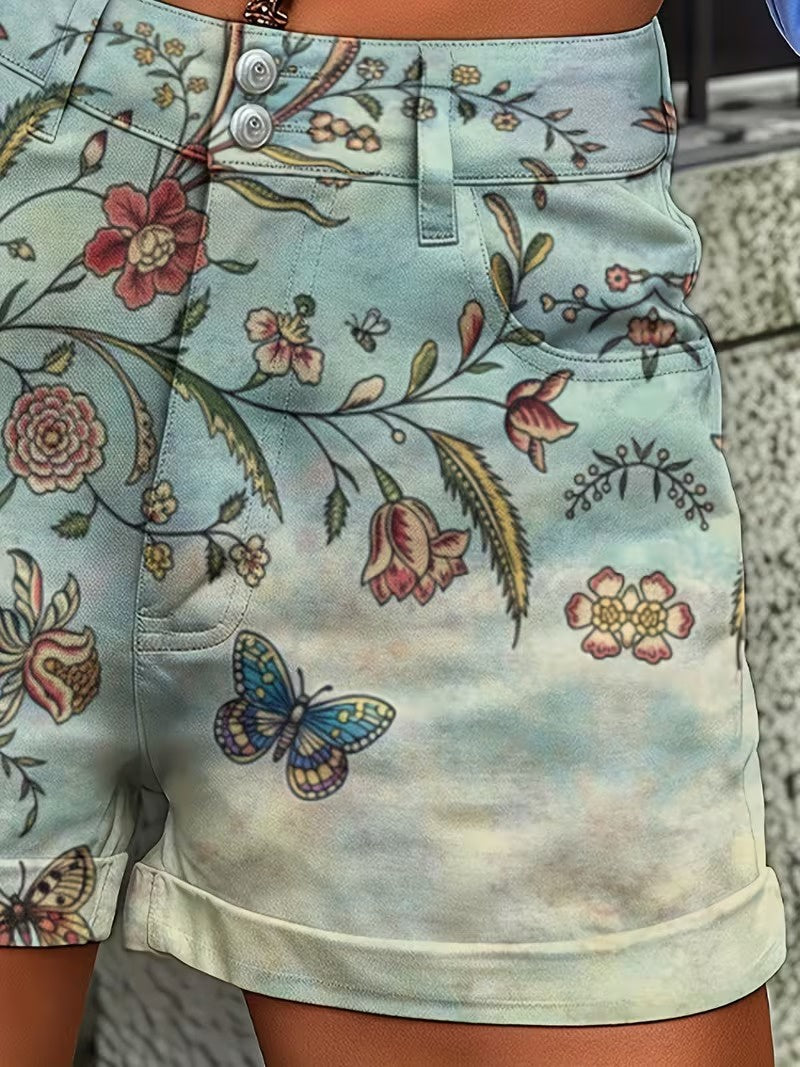 Women’s Floral High-Waisted Shorts