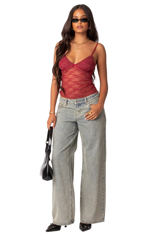 Women’s Lace Camisole Top with Adjustable Straps