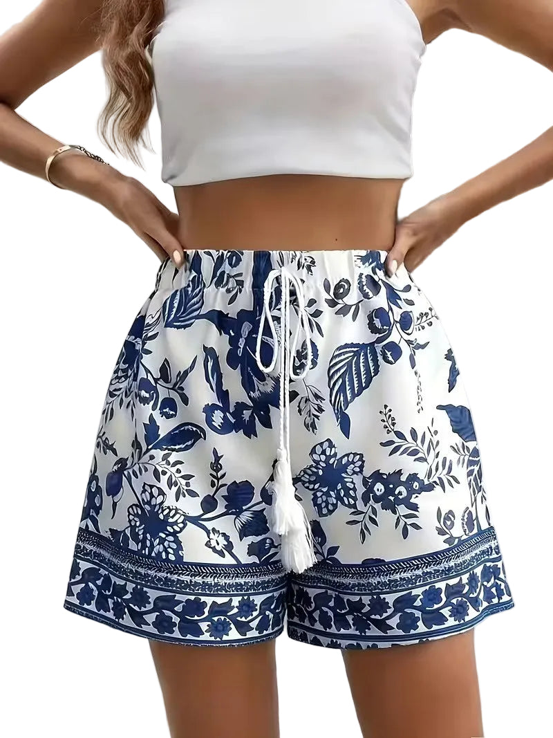 Women’s Floral Shorts with Drawstring