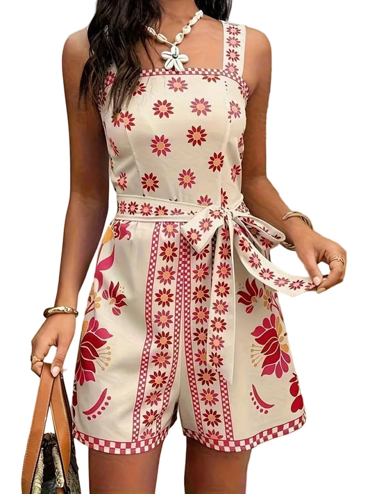 Women's Sleeveless Floral Jumpsuit