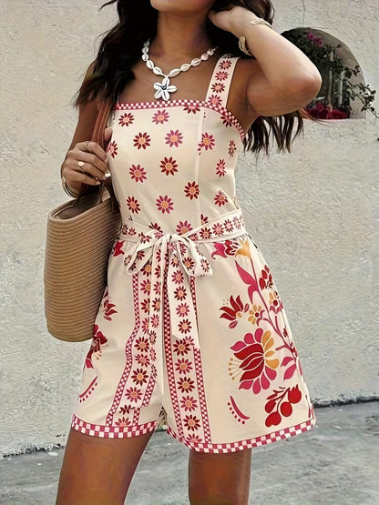 Women's Sleeveless Floral Jumpsuit