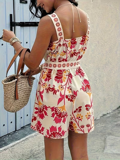 Women's Sleeveless Floral Jumpsuit