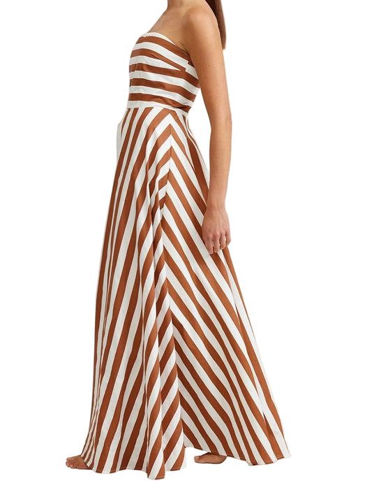 Women's Striped Strapless Maxi Dress